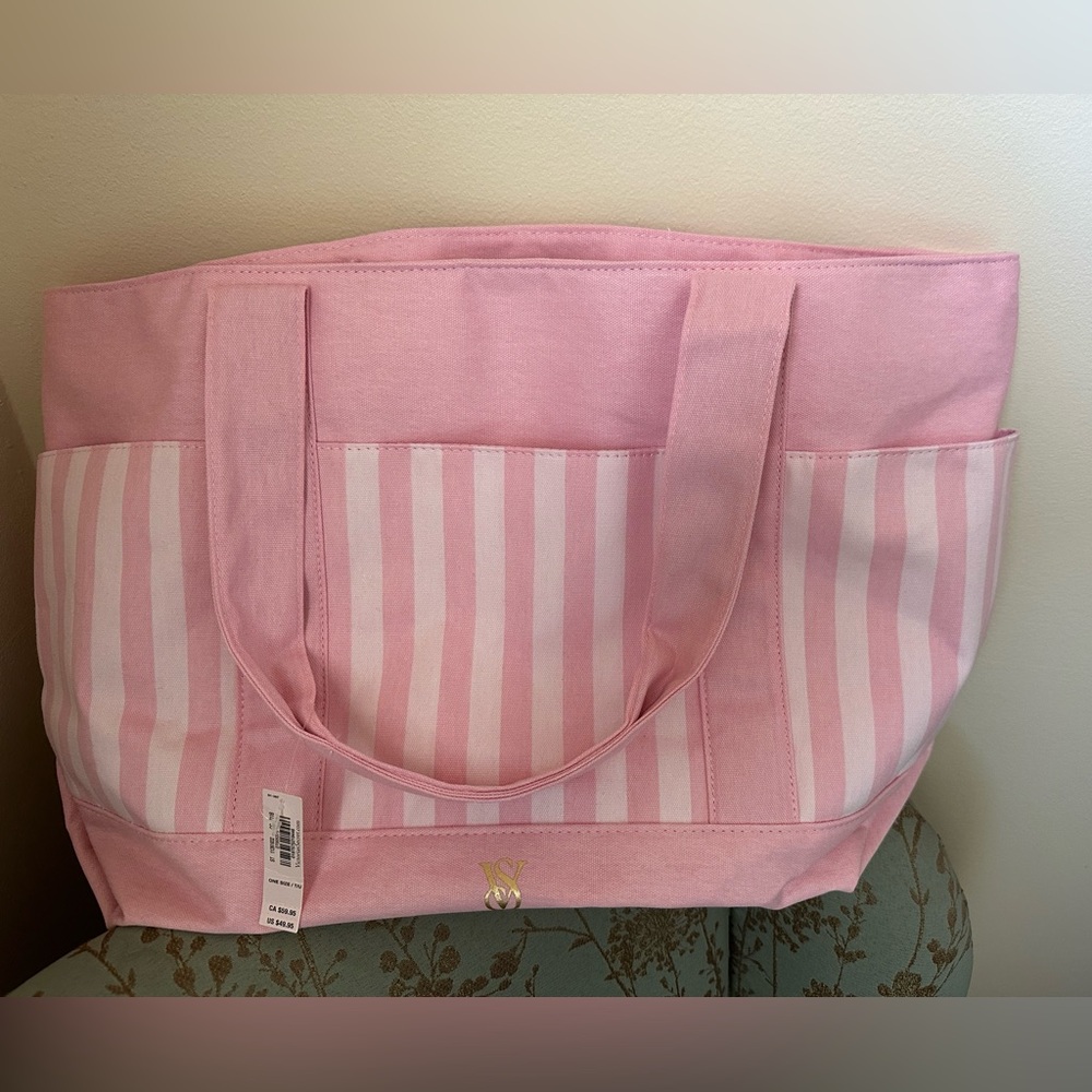 Victoria's Secret Pink and White Tote Bag